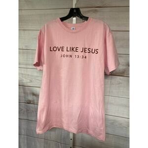 NWOT Brisco Women's Size Large Love Like Jesus John 13:34 Pink T-Shirt